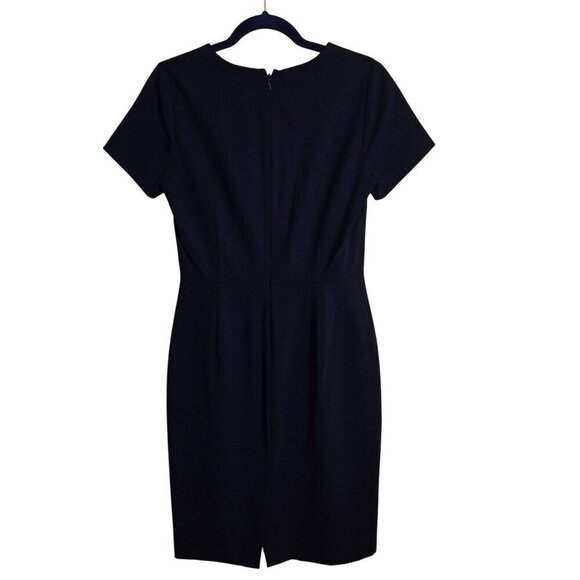 J. Crew Short Cap Sleeve V-neck Navy Wool Blend Career Sheath Dress Size 4T - Picture 3 of 6